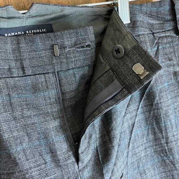 Banana Republic Womans Pants Charcoal Plaid Martin Fit Wool Blend Stretch 10 - Picture 4 of 12